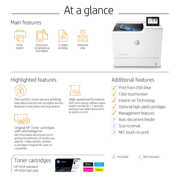 Refurbished HP Colour LaserJet Pro M653DN Duplex - Network - J8A04A - Image 3