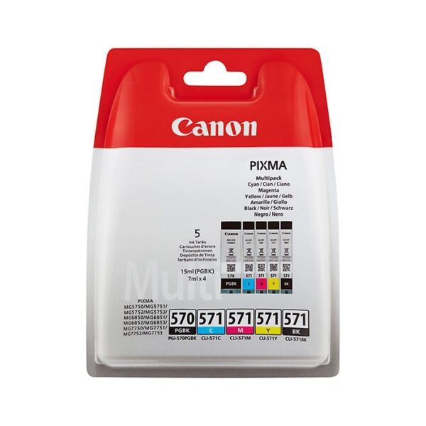 OEM Canon PGI-570PGBK and CLI-571BKCMY 5 Colour Original Ink Cartridge Multipack