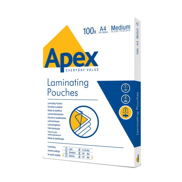 Fellowes Apex Laminating Pouch A4 Medium Duty 100pk