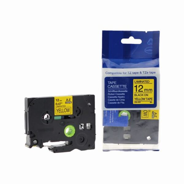 Comp Brother P Touch TZe-631 (YT-631) Labelling Tape Cassette Black on Yellow also for TZ-631
