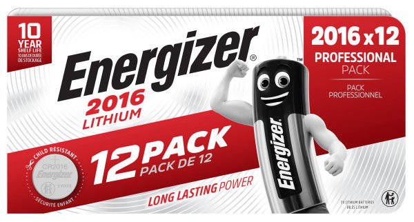 Energizer Lithium CR2016 Coin Cell Pack of 12