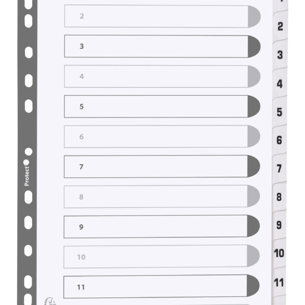 Exacompta Mylar Printed 160 GSM Indices A4 12 Part 1 to 12 Numbered Tabs