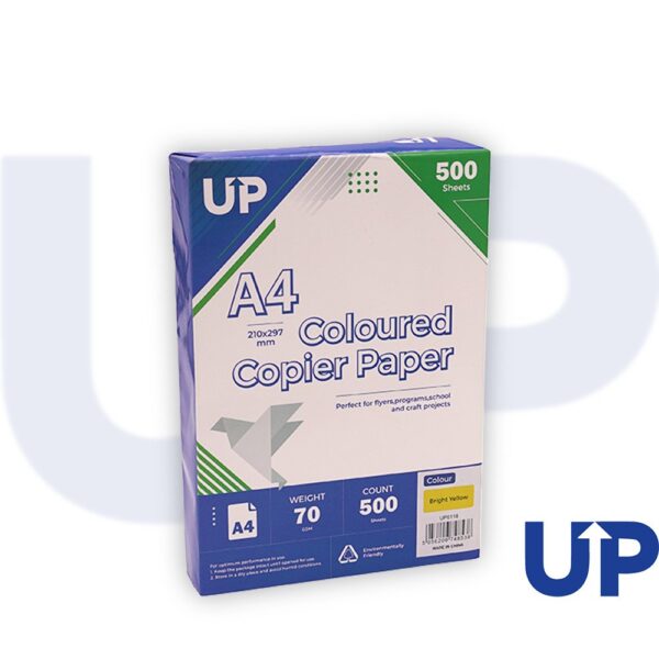 UP Coloured A4 Copier Paper 70GSM Bright Yellow - 500 sheets