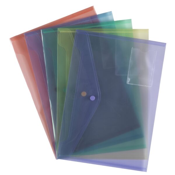 UP A4 Assorted Colour Popper Wallets (5)
